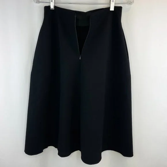 SOLD: Jil Sander Black A-Line High Waisted Wool Blend Skirt - Picture 8 of 10